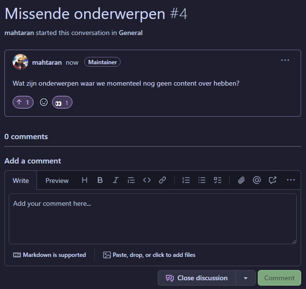 een discussie op GitHub