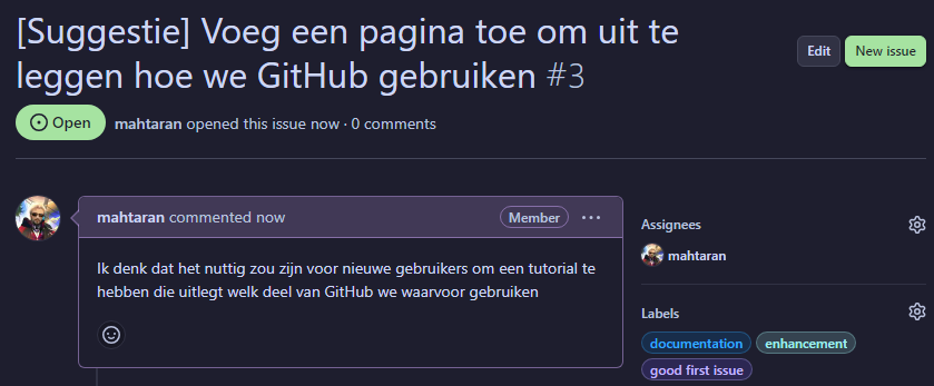 een suggestie die als issue op GitHub is geplaatst